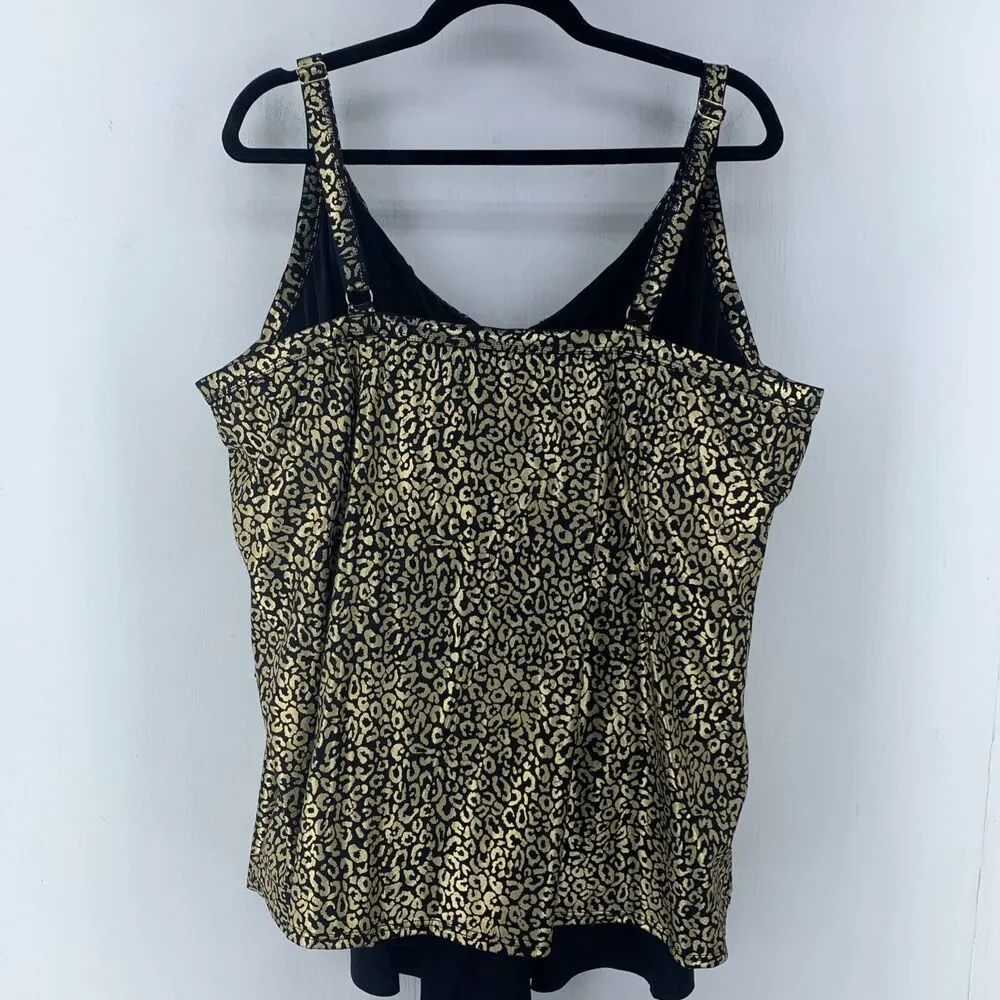 Swimsuits‎ For All Womens 30 Swim Top Tankini Layered Tiered Gold Regency Glam